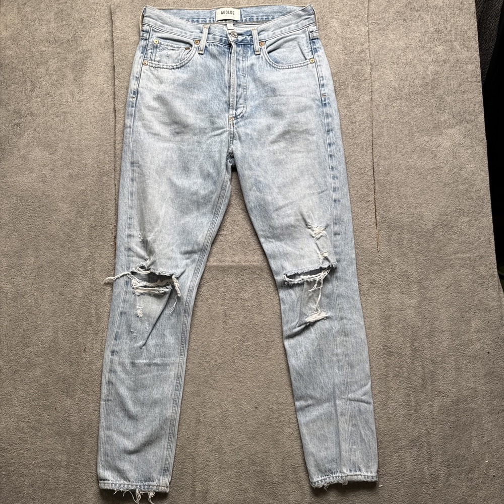 Agolde Jamie Jeans Womens‎ 25 Button Fly Light Wash Distressed Classic Denim
